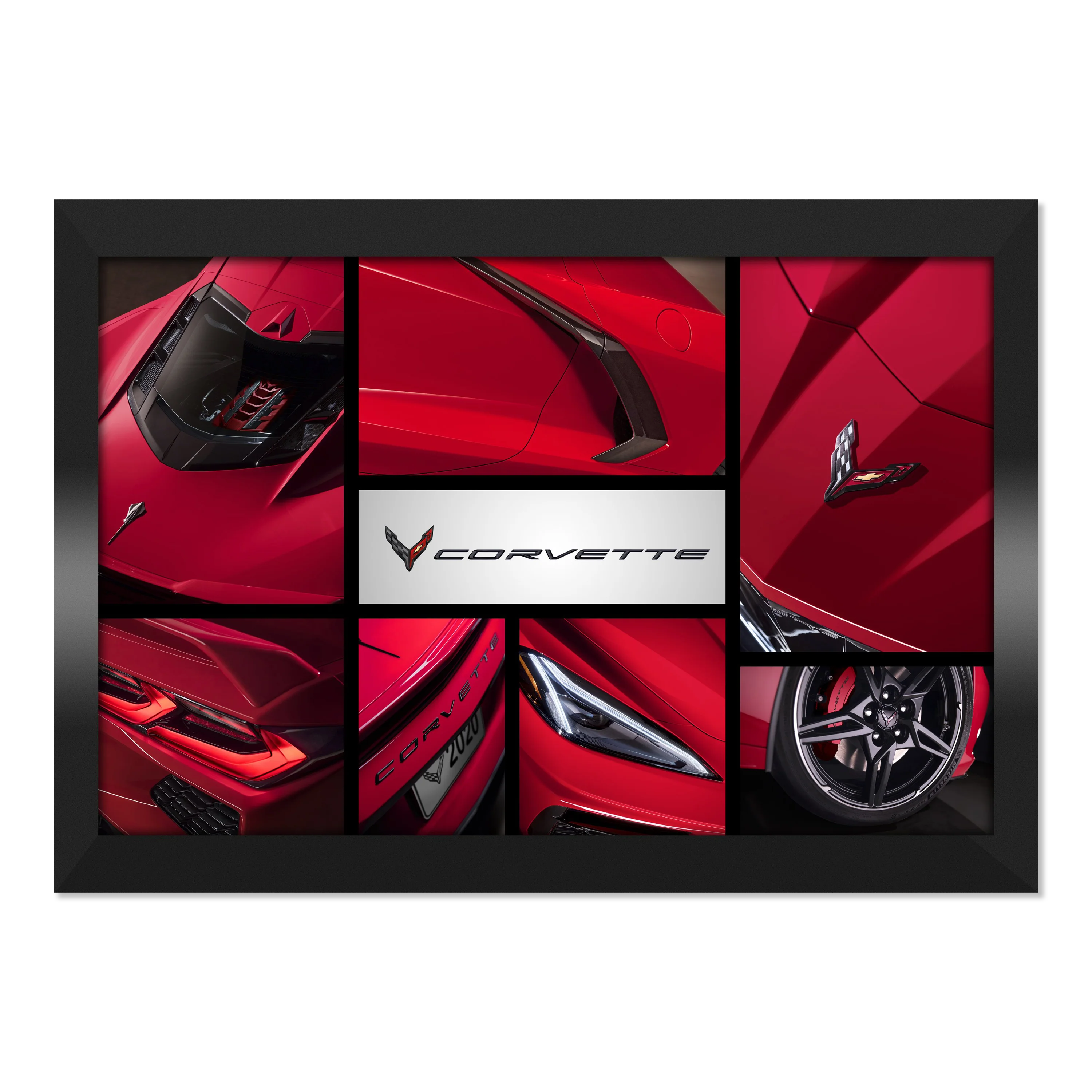 Corvette C8 Generations Collage Framed Canvas Print