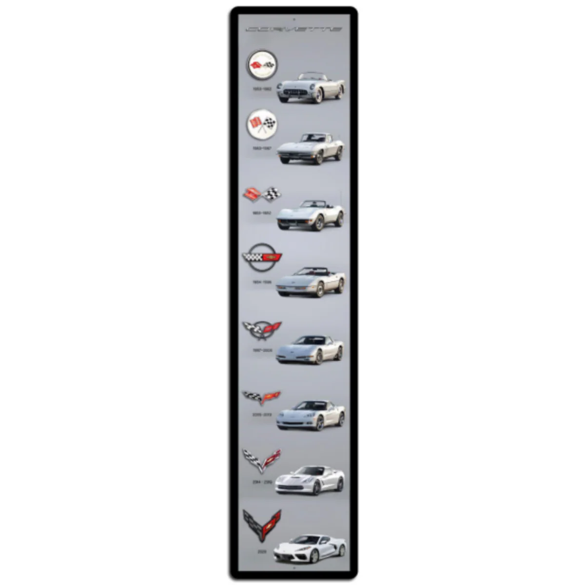 Corvette Generation Silver Art Thick Aluminum Sign